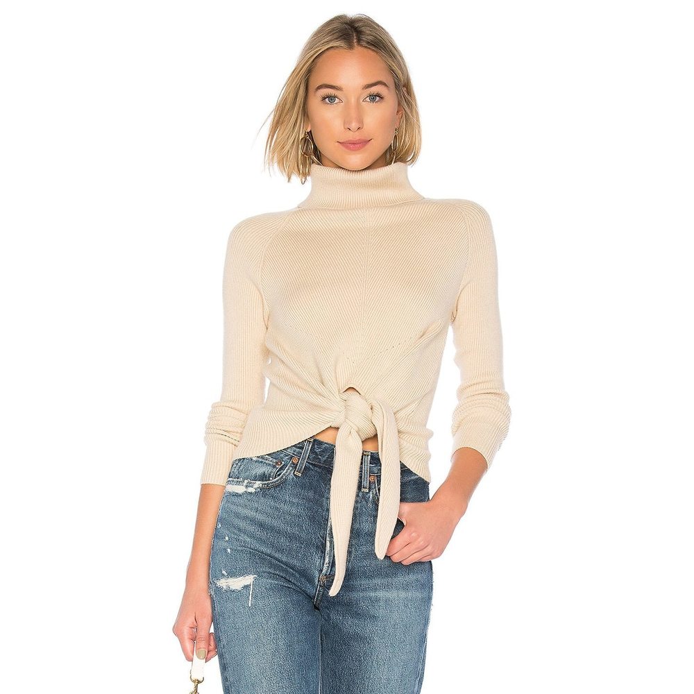 New Lovers and Friends Skye Sweater in Blush beige turtleneck knit